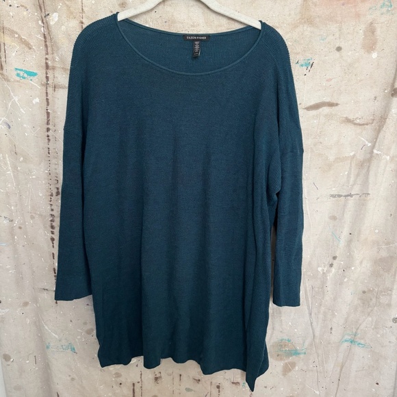 Eileen Fisher Bateau Neck Merino Wool Tunic Sweater - Picture 2 of 5